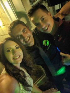 DJ Cachet with bride and groom at their wedding dj services