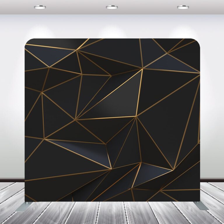 Black And Gold 3d Geometric Shape Photobooth Backdrop