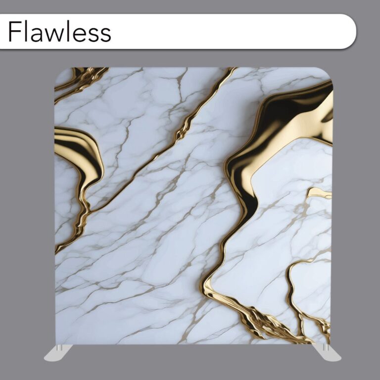 Photo booth backdrop that is a Gold White Marble