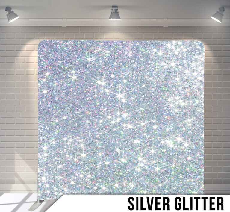 Photo booth backdrop that is a silver glitter taylor swift style