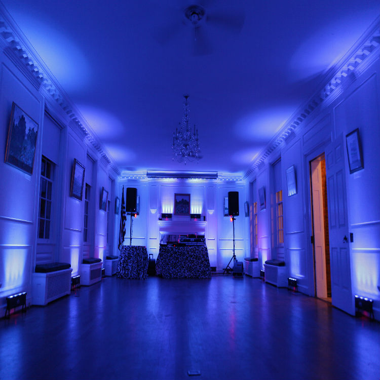 Uplighting rental we did at a hall for a wedding
